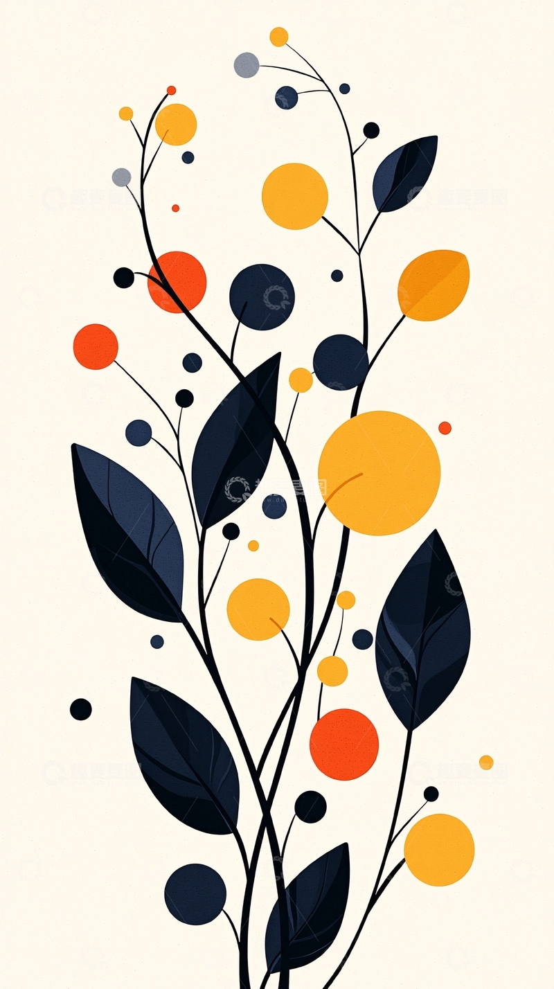 高清大图下载【趣麦麦图】抽象花卉图案背景素材