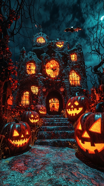 万圣节南瓜灯与鬼屋