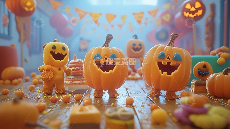 高清大图下载【趣麦麦图】万圣节南瓜派对场景