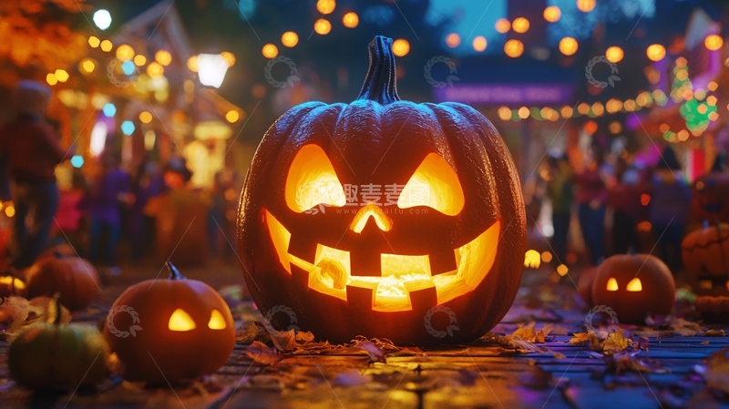 高清大图下载【趣麦麦图】万圣节南瓜灯夜景