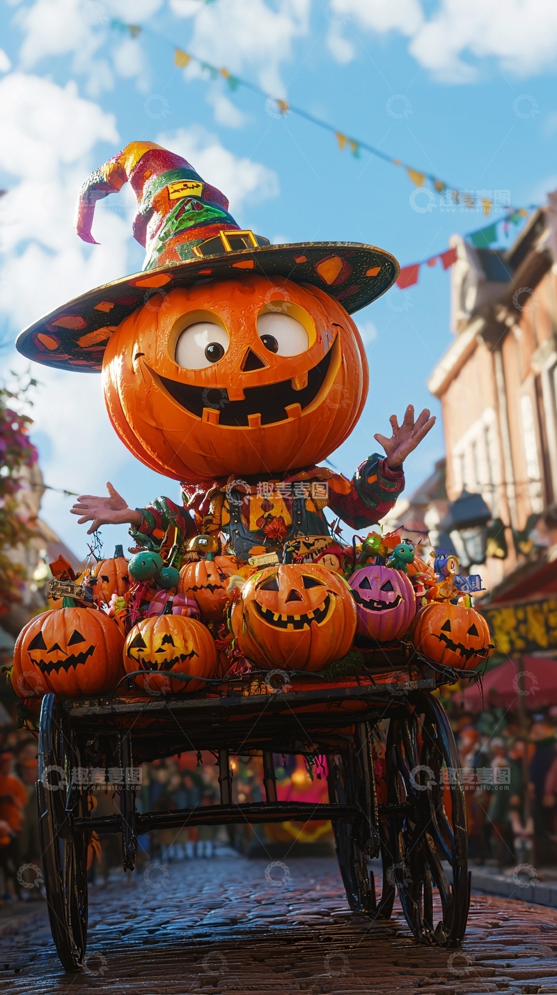 高清大图下载【趣麦麦图】万圣节南瓜车装饰场景