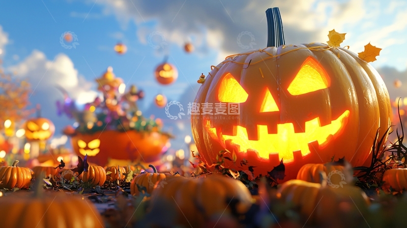 高清大图下载【趣麦麦图】万圣节南瓜灯节日场景