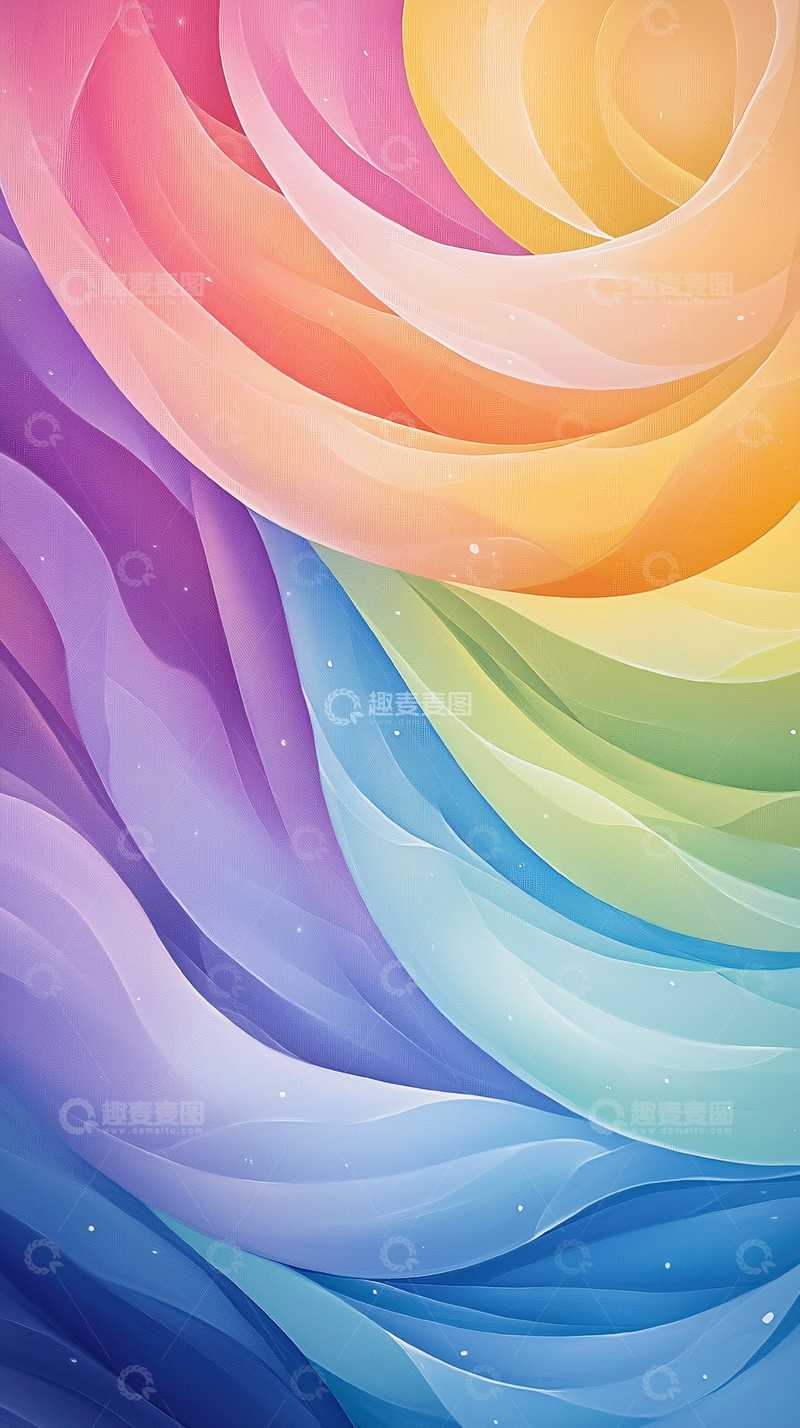 高清大图下载【趣麦麦图】彩虹渐变波浪抽象背景