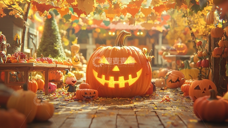 高清大图下载【趣麦麦图】万圣节南瓜灯装饰场景