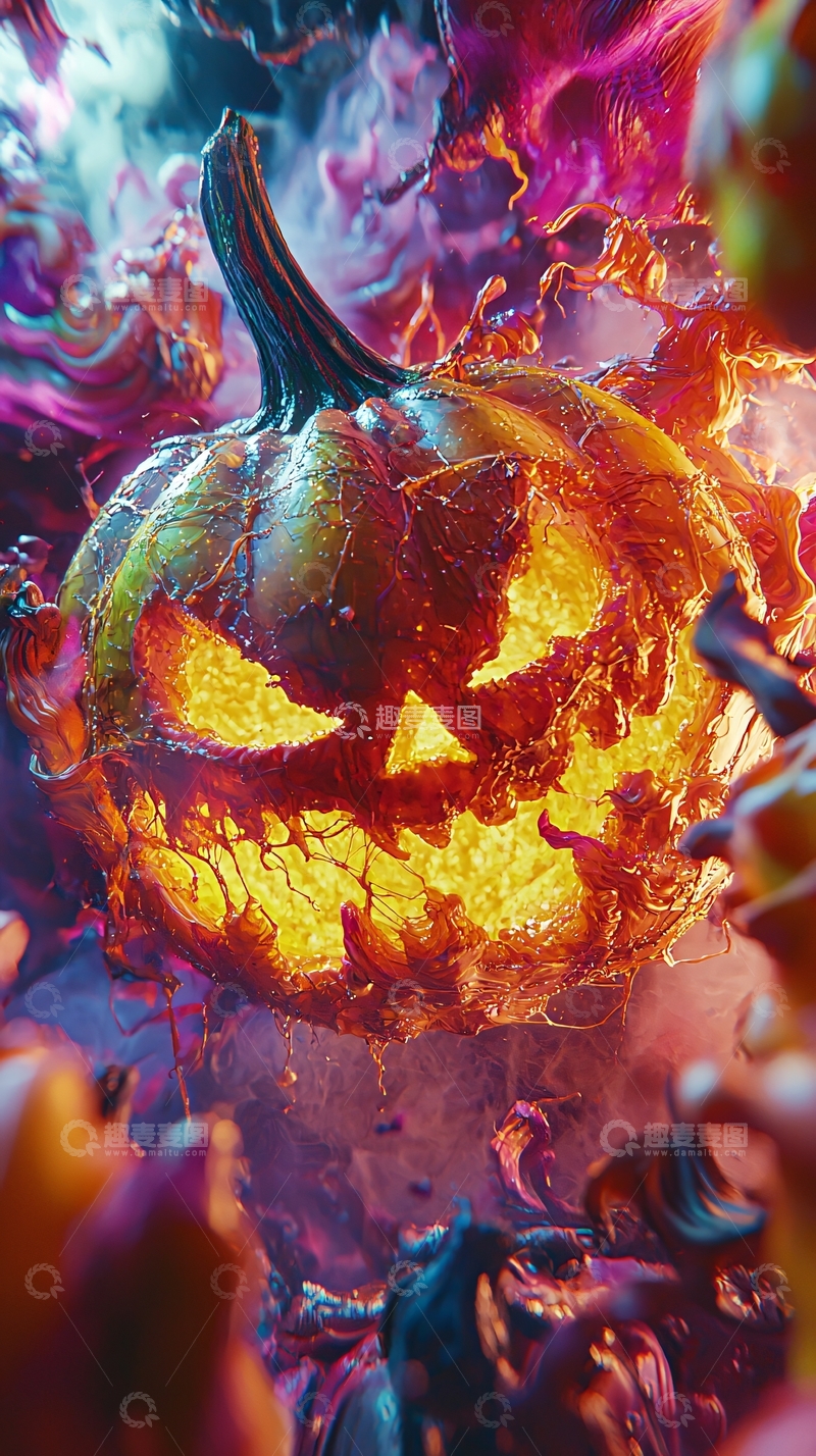 高清大图下载【趣麦麦图】万圣节南瓜灯火焰背景