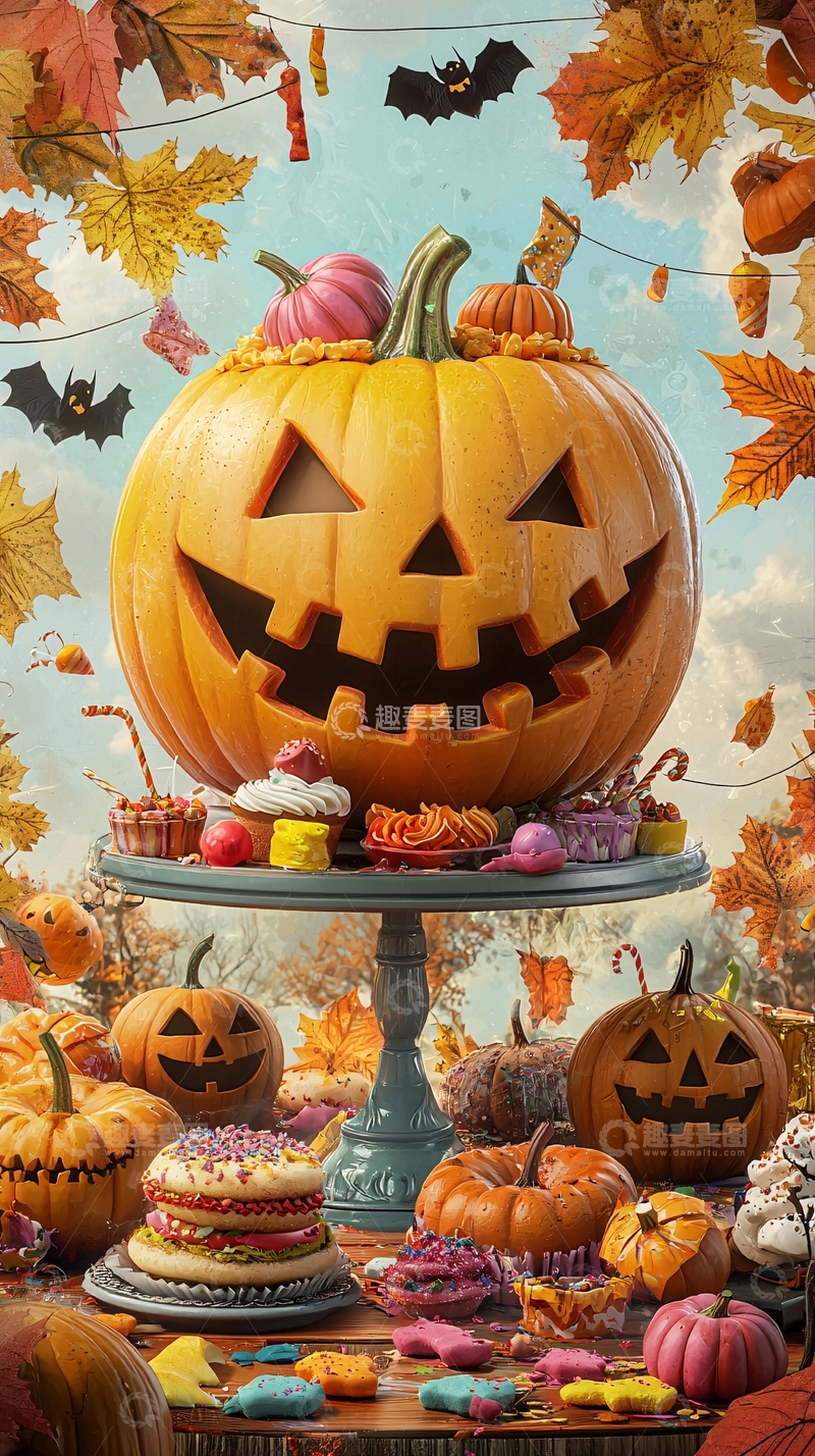 高清大图下载【趣麦麦图】万圣节南瓜糖果甜点摆盘