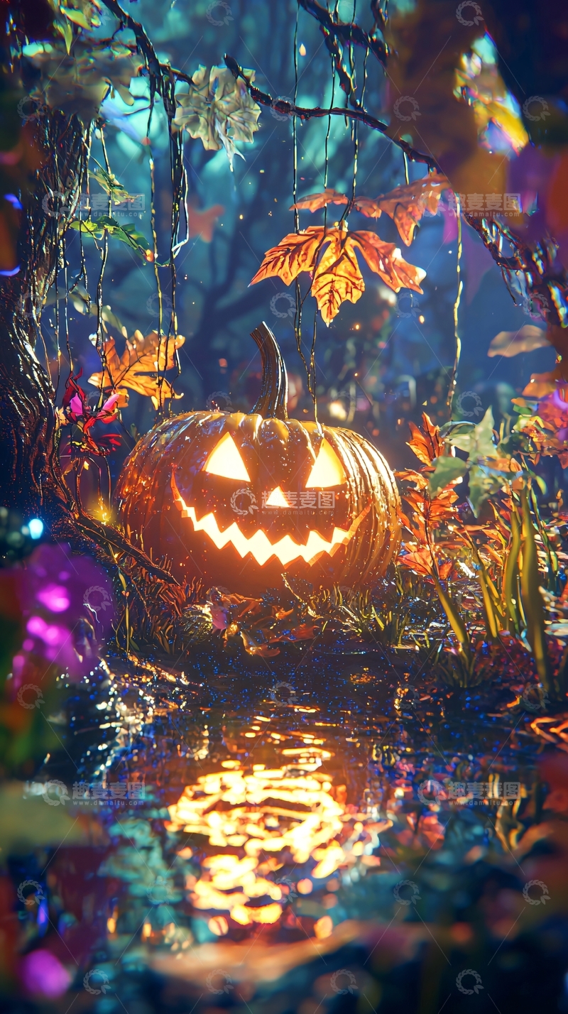 高清大图下载【趣麦麦图】万圣节南瓜灯夜景