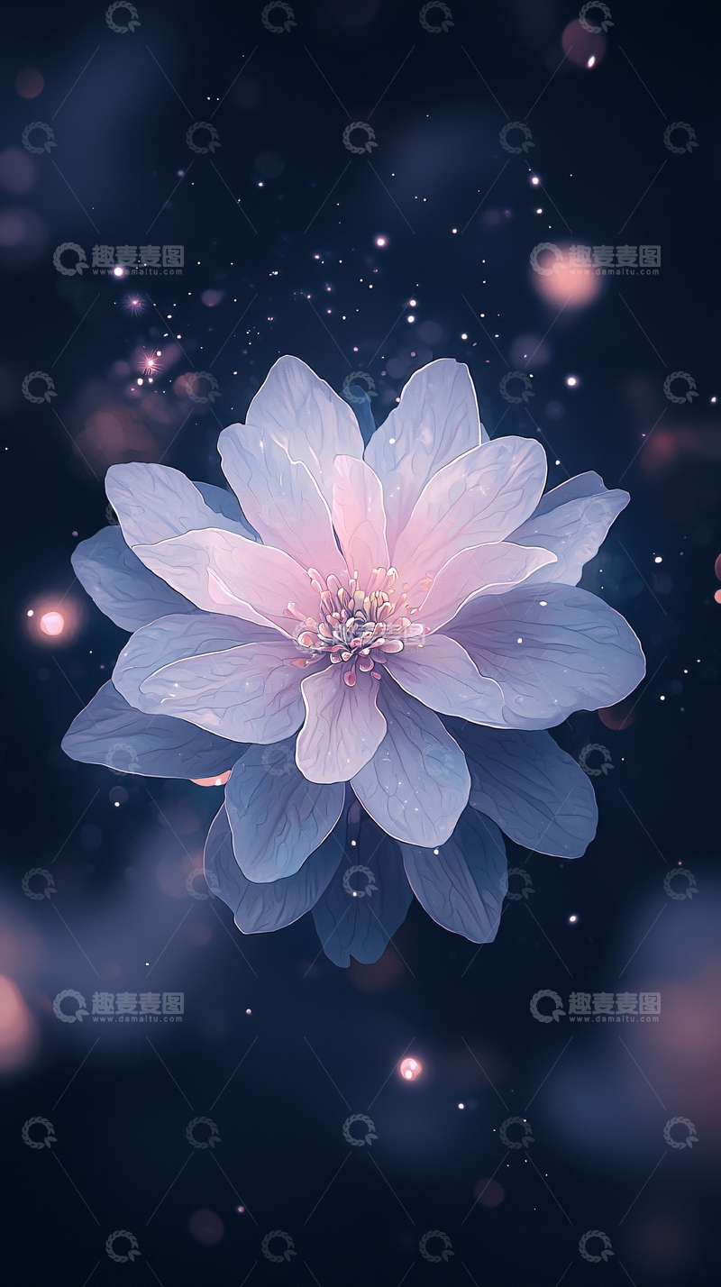 高清大图下载【趣麦麦图】梦幻星空下的花朵