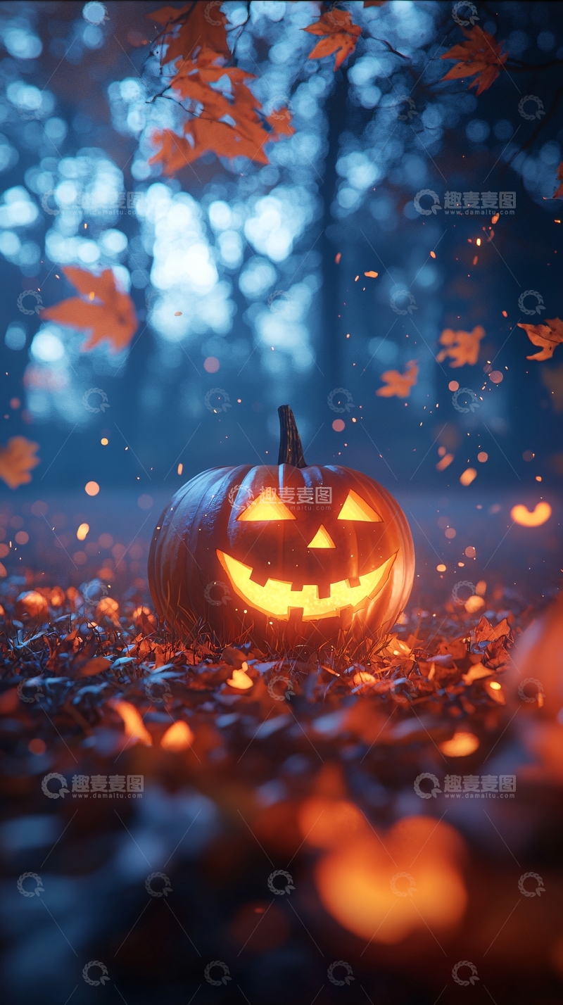 高清大图下载【趣麦麦图】万圣节南瓜灯夜景