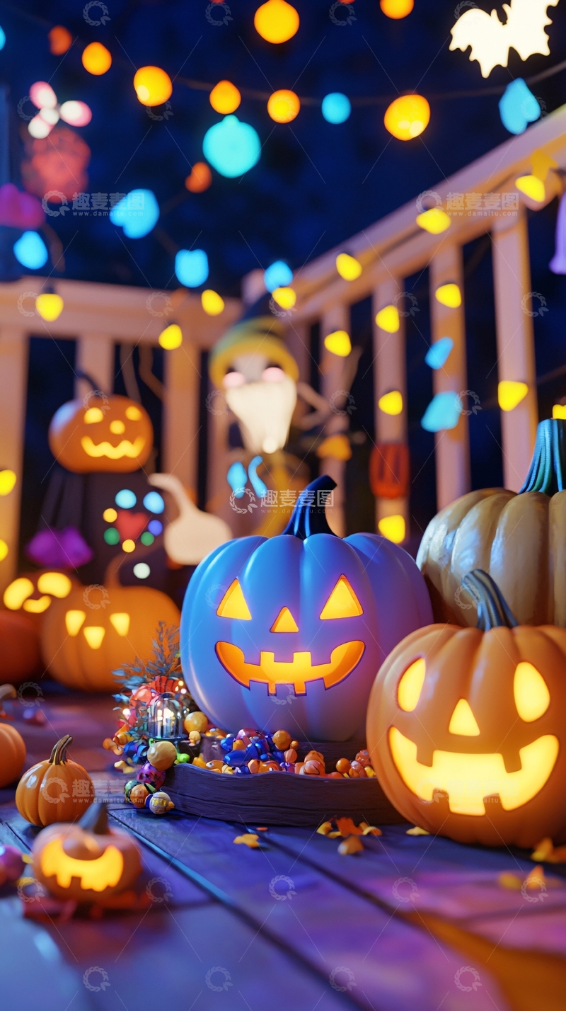 高清大图下载【趣麦麦图】万圣节南瓜灯装饰场景
