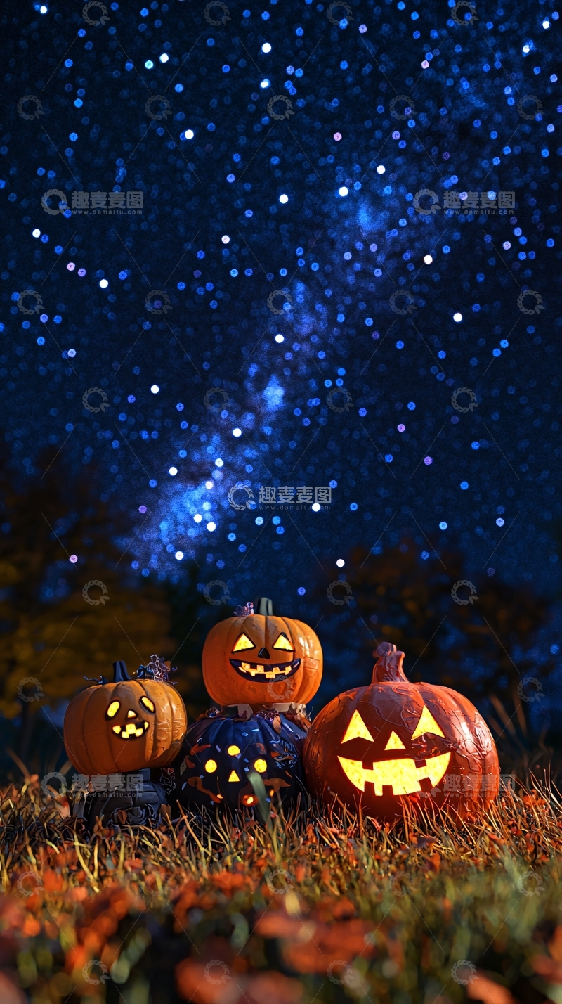 高清大图下载【趣麦麦图】万圣节南瓜夜景