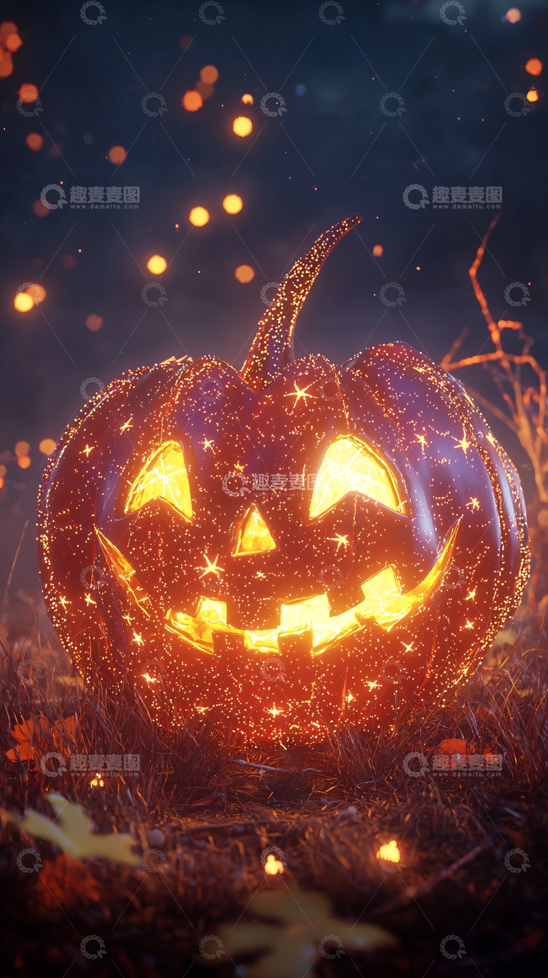高清大图下载【趣麦麦图】万圣节南瓜灯夜景