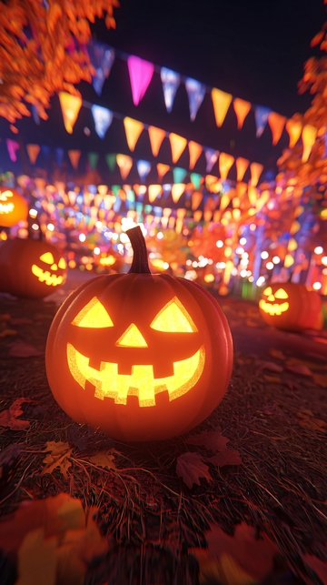 万圣节南瓜灯夜景
