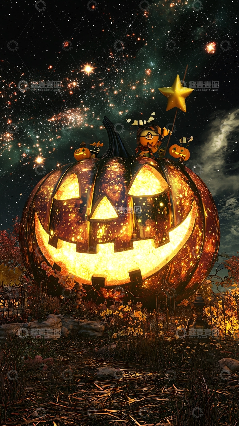 高清大图下载【趣麦麦图】万圣节南瓜灯夜景