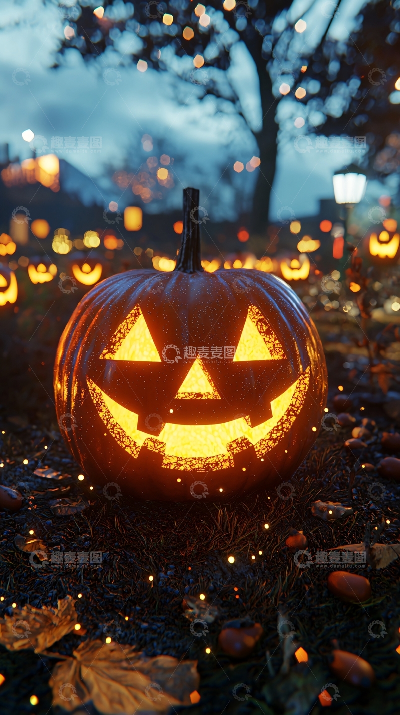 高清大图下载【趣麦麦图】万圣节南瓜灯夜景