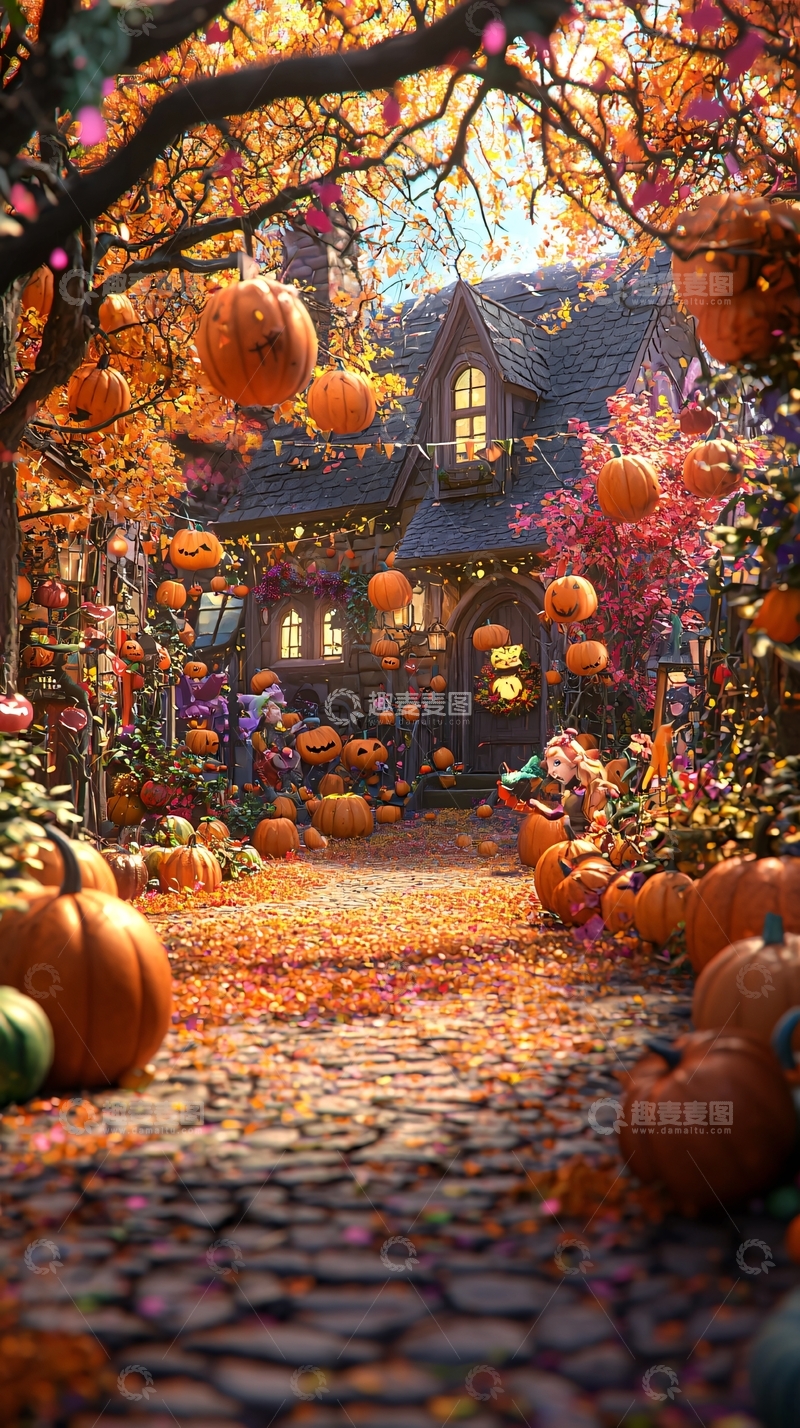 高清大图下载【趣麦麦图】万圣节南瓜小镇