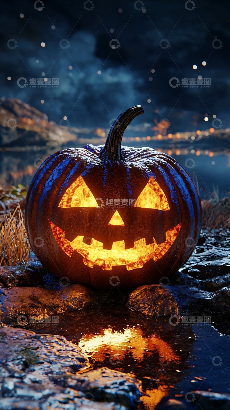 高清大图下载【趣麦麦图】万圣节南瓜灯夜景