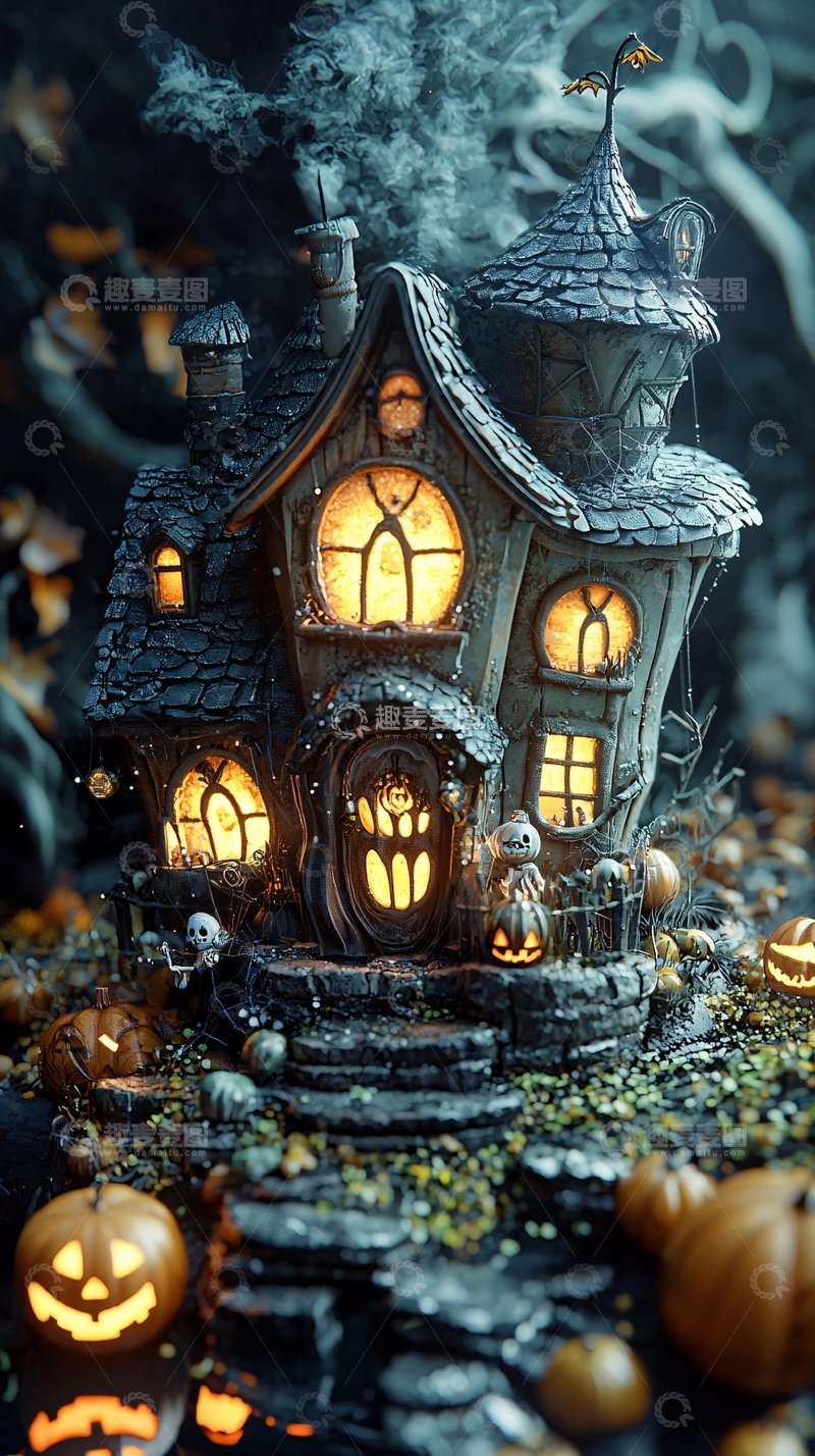 高清大图下载【趣麦麦图】万圣节主题鬼屋装饰场景