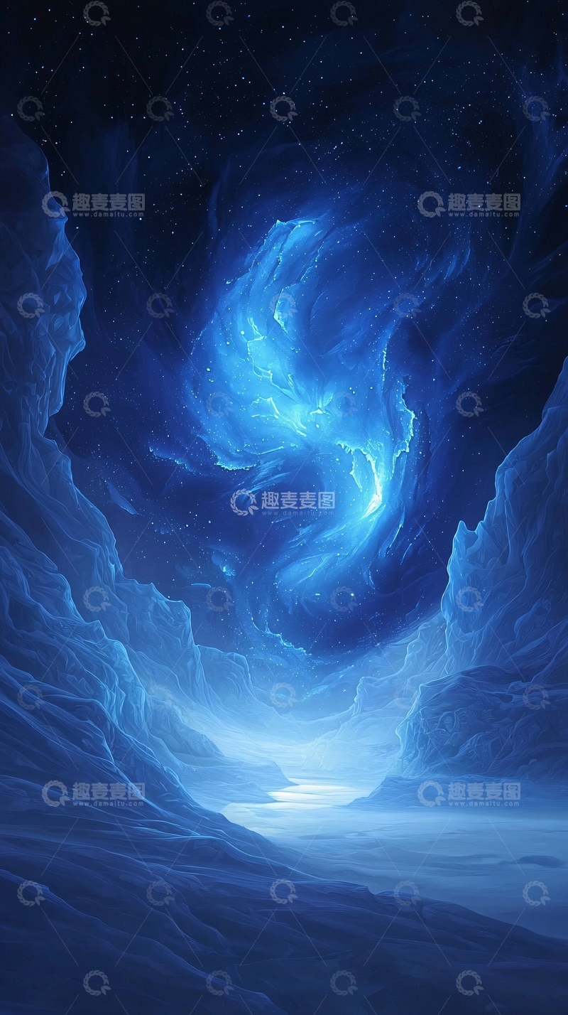 高清大图下载【趣麦麦图】冰川夜景星空幻想