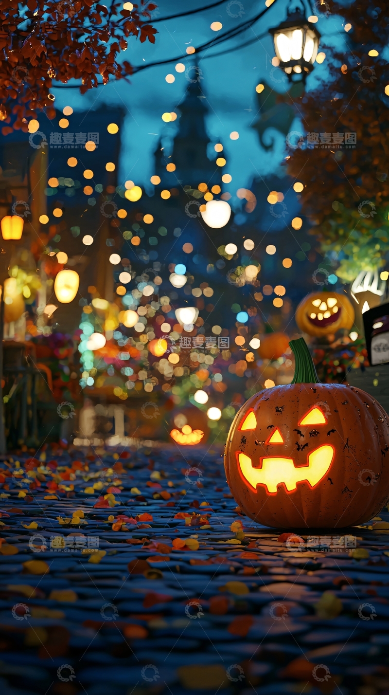 高清大图下载【趣麦麦图】万圣节南瓜灯夜景