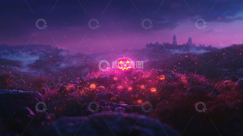 高清大图下载【趣麦麦图】万圣节南瓜夜景