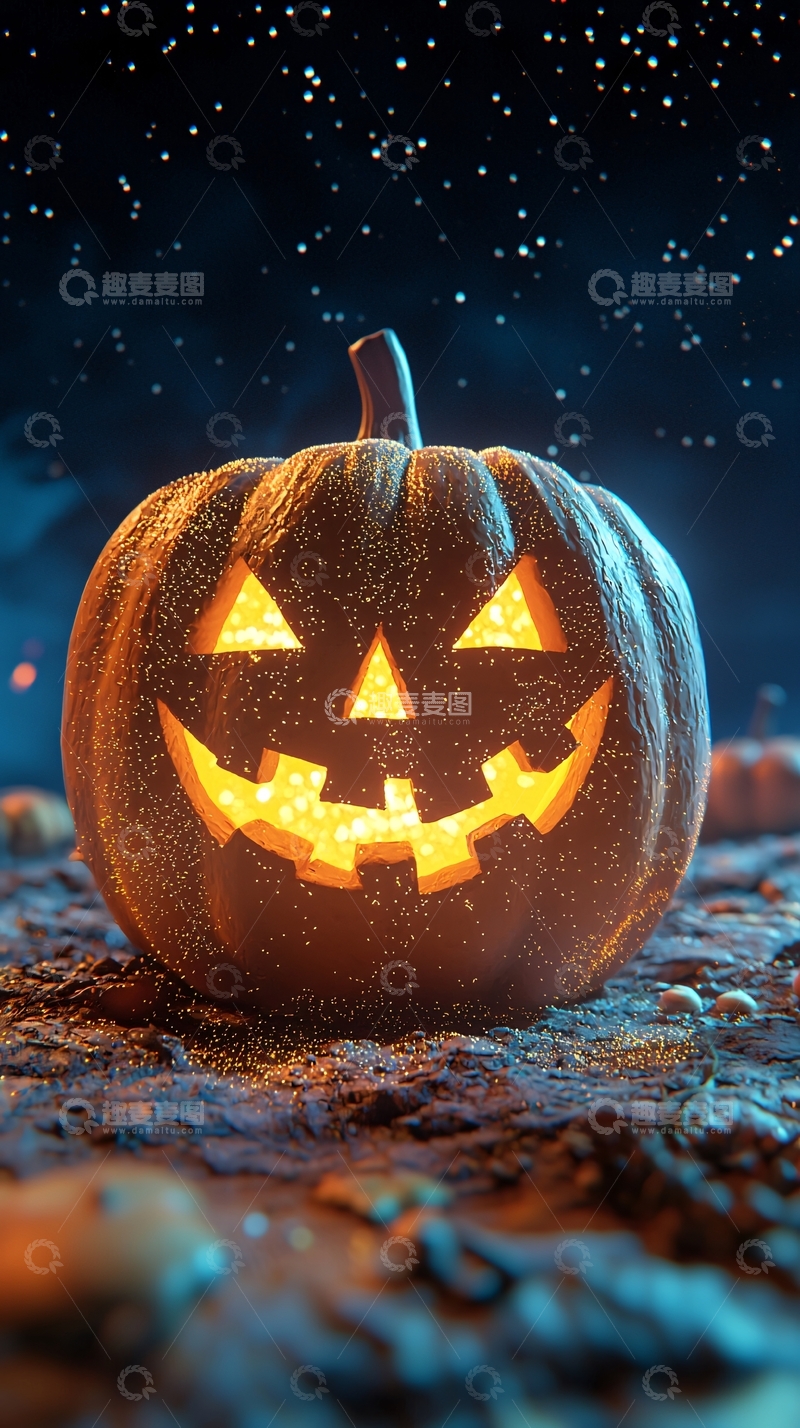 高清大图下载【趣麦麦图】万圣节南瓜灯夜景