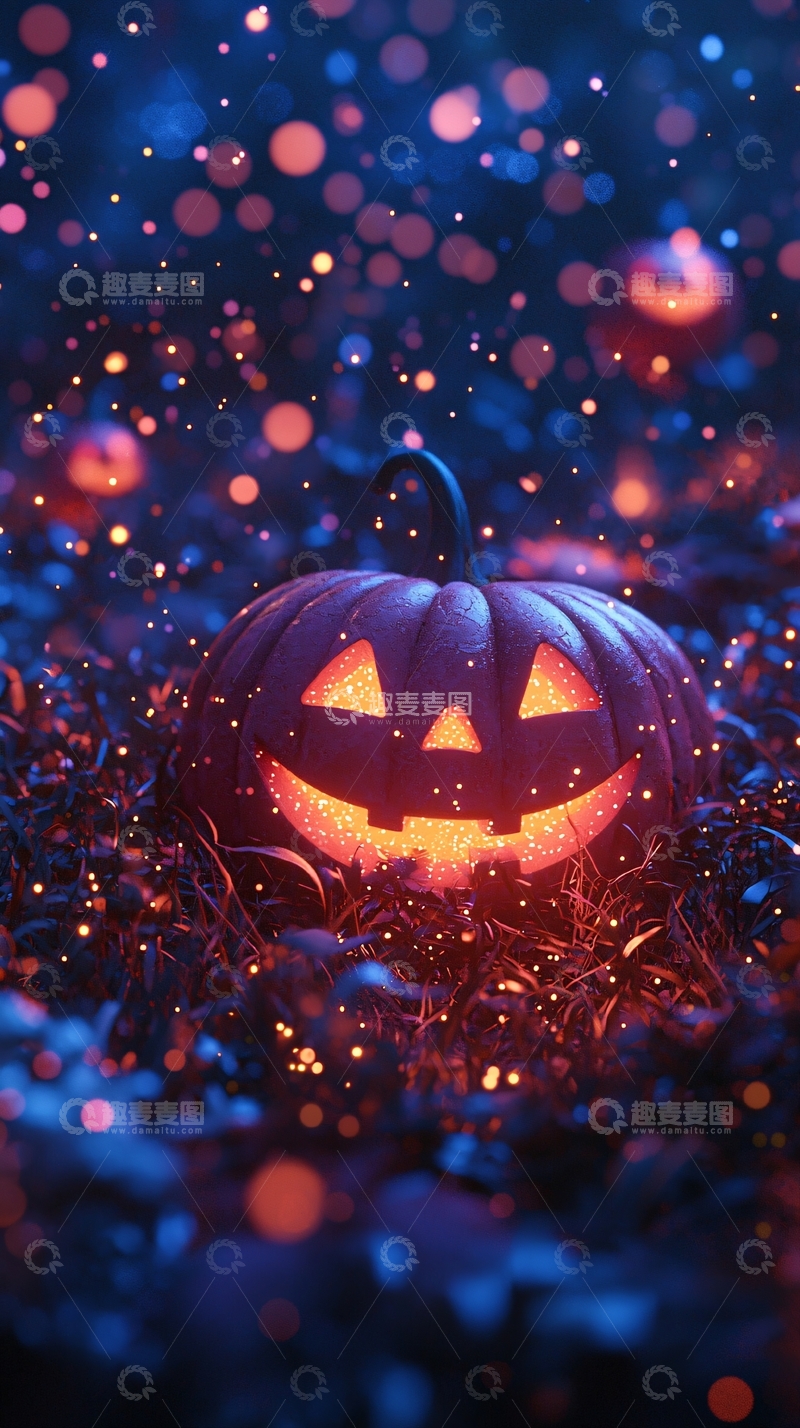 高清大图下载【趣麦麦图】万圣节南瓜灯夜景