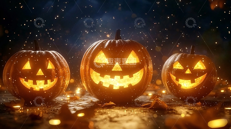 高清大图下载【趣麦麦图】万圣节南瓜灯夜景