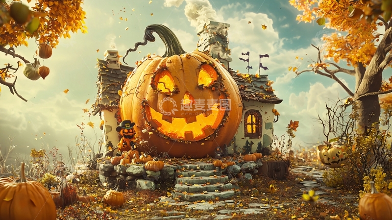高清大图下载【趣麦麦图】万圣节南瓜灯装饰场景