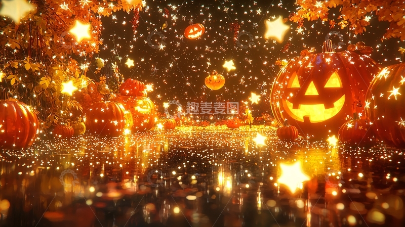 高清大图下载【趣麦麦图】万圣节南瓜灯夜景