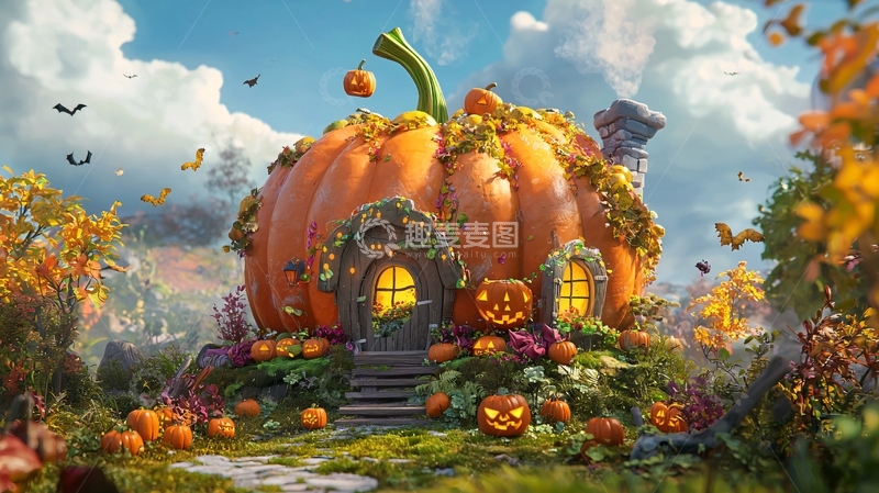高清大图下载【趣麦麦图】南瓜屋童话场景