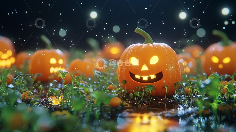 高清大图下载【趣麦麦图】万圣节南瓜灯夜景