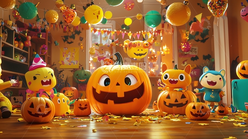 高清大图下载【趣麦麦图】万圣节南瓜派对场景