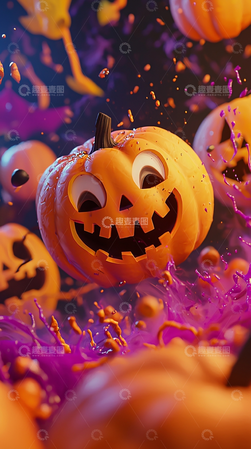 高清大图下载【趣麦麦图】万圣节南瓜派对背景