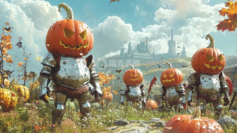 高清大图下载【趣麦麦图】万圣节南瓜骑士群像