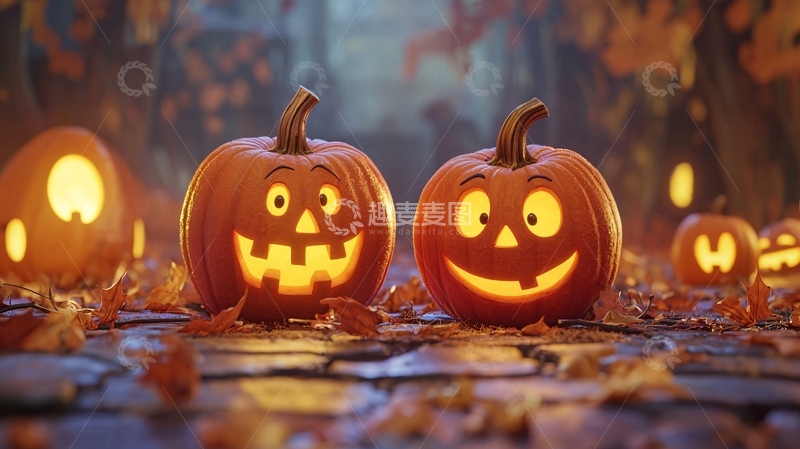 高清大图下载【趣麦麦图】万圣节南瓜灯夜景
