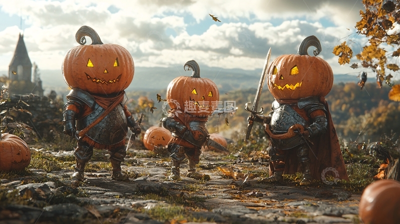 高清大图下载【趣麦麦图】万圣节南瓜骑士