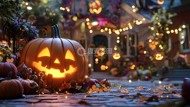 高清大图下载【趣麦麦图】万圣节南瓜灯装饰场景