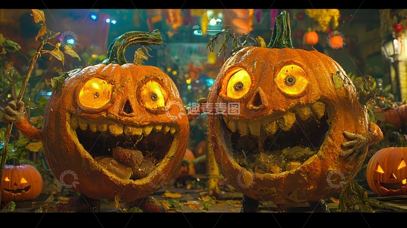 高清大图下载【趣麦麦图】万圣节南瓜灯鬼怪