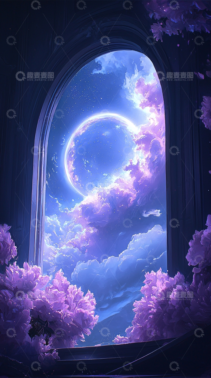 高清大图下载【趣麦麦图】梦幻星空窗景