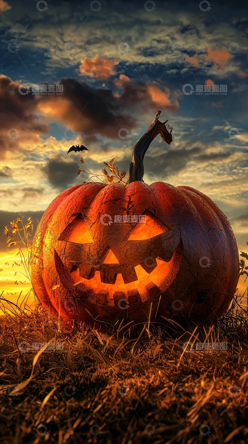 高清大图下载【趣麦麦图】万圣节南瓜灯与夜空