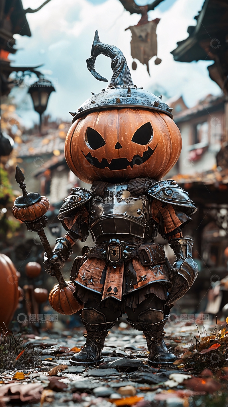 高清大图下载【趣麦麦图】万圣节南瓜骑士