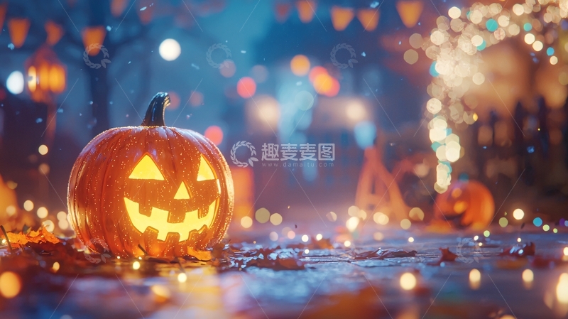 高清大图下载【趣麦麦图】万圣节南瓜灯夜景
