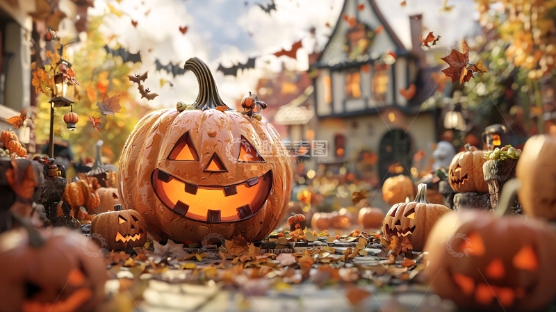 高清大图下载【趣麦麦图】万圣节南瓜灯装饰场景