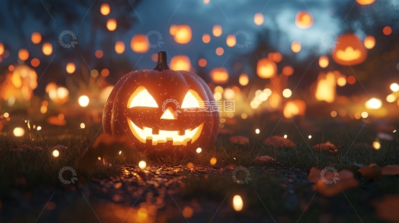 高清大图下载【趣麦麦图】万圣节南瓜灯夜景