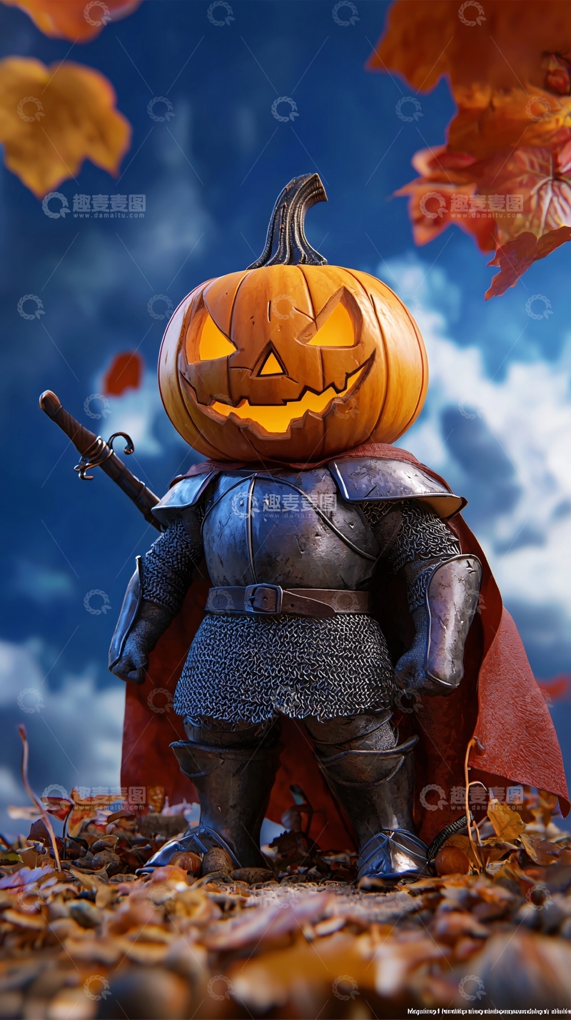 高清大图下载【趣麦麦图】万圣节南瓜骑士
