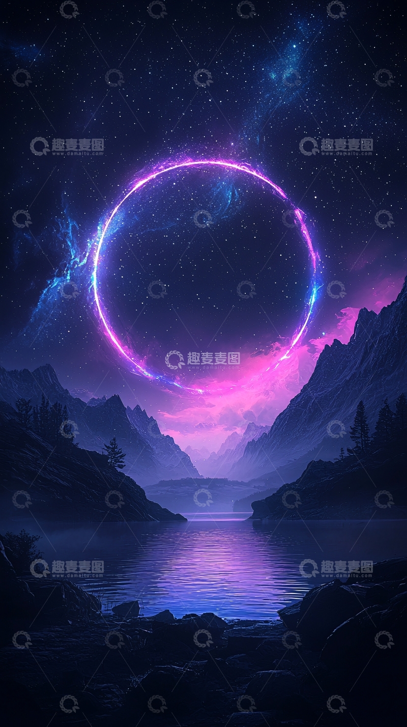 高清大图下载【趣麦麦图】梦幻星空下的神秘光环