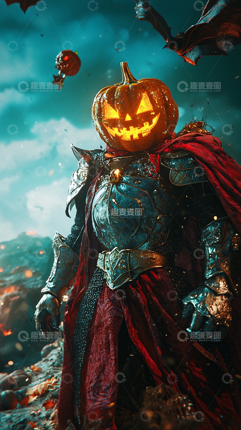 高清大图下载【趣麦麦图】万圣节南瓜骑士