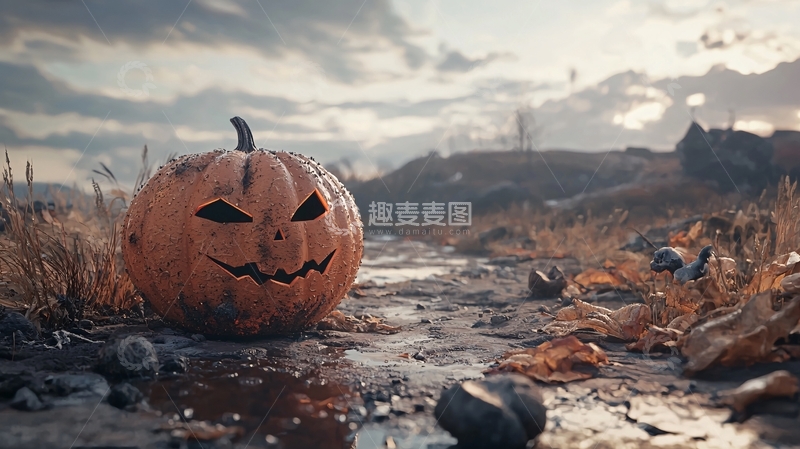 高清大图下载【趣麦麦图】荒野中的南瓜灯