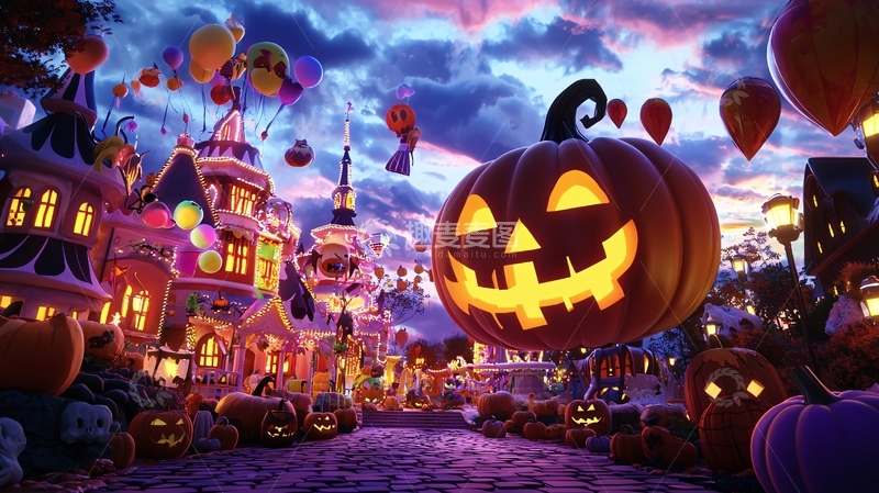 高清大图下载【趣麦麦图】万圣节南瓜灯装饰场景